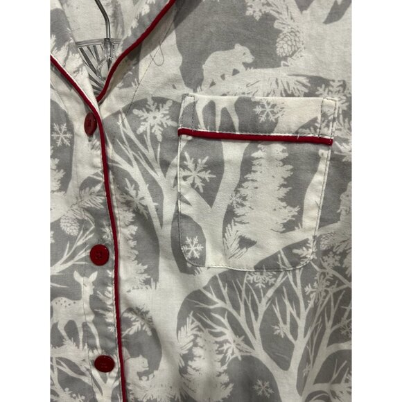 Gilligan & OMalley NWT White Gray Cotton Pajama Set Red Piping Sz XXL - Picture 4 of 15